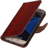Slang Bookstyle Hoes - Geschikt voor Samsung Galaxy S7 G930F Rood