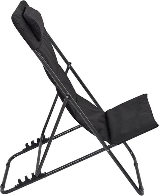 EASTWALL strandstoel - opvouwbare campingstoel - comfortabele visstoel - zwart metalen vouwstoel - L82xB56xH93cm - draagvermogen tot 110kg van EASTWALL — afbeelding 4