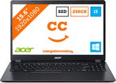 Acer Extensa 15 EX215-52-31QC Notebook Zwart 39,6 cm (15.6") 1920 x 1080 Pixels Intel® 10de generatie Core™ i3 8 GB DDR4-SDRAM 256 GB SSD Wi-Fi 5 (802.11ac) Windows 10 Pro