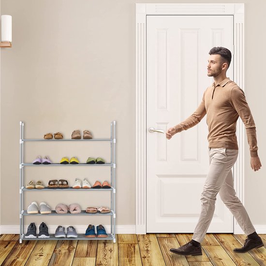 Schoenenrek voor 24 paar schoenen zwart - 64x23x165CM | van 't Ende