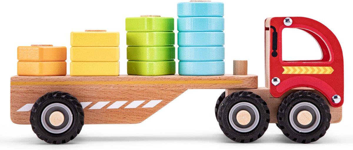 Woet® Houten Vormentruck Speelgoed - Sorteertruck met Geometrische Vormen - Stimuleert Motoriek & Vormherkenning - Speelgoedvoertuig - Educatief Speelgoed - Vanaf 18 Maanden — afbeelding 4