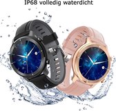 Tijdspeeltgeenrol smartwatch R4 ZWART Heren/Dames- Android/iOS- Stappenteller - Hartslagmeter -Bloeddrukmeter - Activity Tracker - Bluetooth - Waterdicht-Fitness