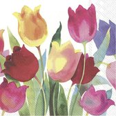 60x Gekleurde 3-laags servetten tulpen 33 x 33 cm - Voorjaar/lente thema