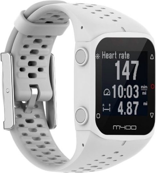 Bracelet en Siliconen Strap-it adapté pour Polar M400 / M430 - Bracelet de montre - Bracelet - Wit