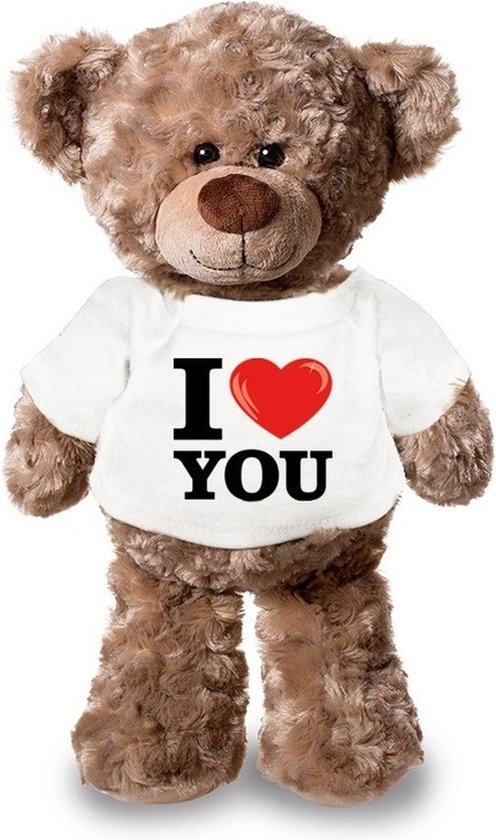 Knuffelbeer I love you 24 cm - Valentijn/ romantisch cadeau - cadeautje  voor hem of haar | bol