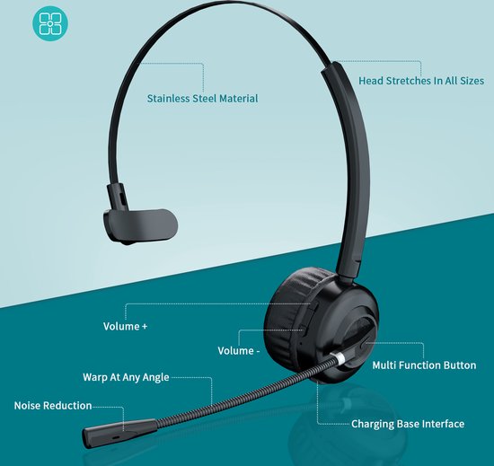 ontrouw Anekdote repetitie Professionele Headset met Microfoon – Bluetooth Koptelefoon met  Ruisonderdrukking... | bol.com