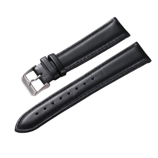 Klassiek Horlogebandje-Echt Leer-Zwart-18mm