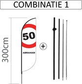 Proflag Beachflag Convex S-60 x 240 cm - Abraham 50 Jaar - Combinatie 1