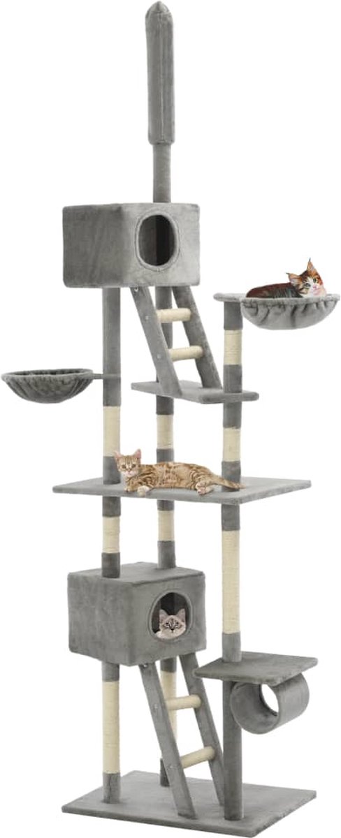 VidaLife Kattenkrabpaal met sisal krabpalen 230-260 cm grijs