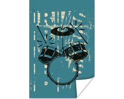 foto van Poster Drums - Zwart - Blauw - 20x30 cm