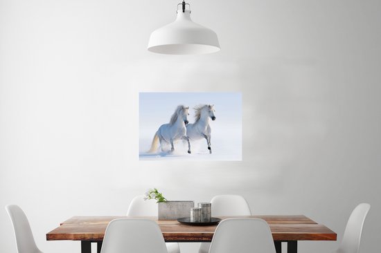 Affiche Hiver - Paarden - Neige - 60x40 cm - Décorations de Noël - Décoration de Noël pour l'intérieur - Noël