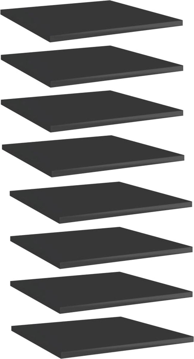 VidaLife Wandschappen 8 st 40x40x1,5 cm spaanplaat hoogglans zwart