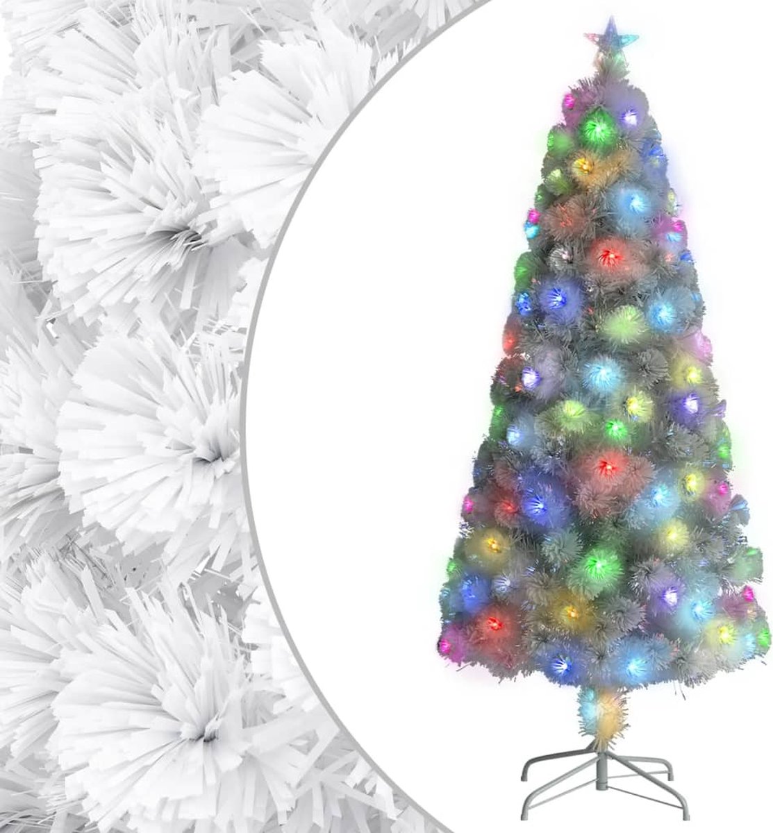 VidaLife Kunstkerstboom met LED 150 cm glasvezel wit