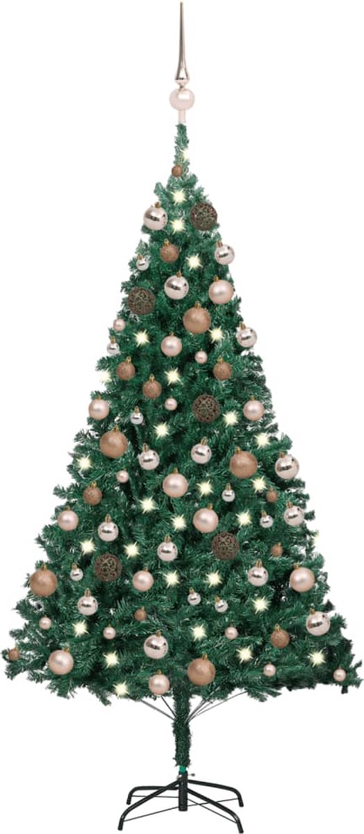 VidaLife Kunstkerstboom met LED's en kerstballen 180 cm PVC groen