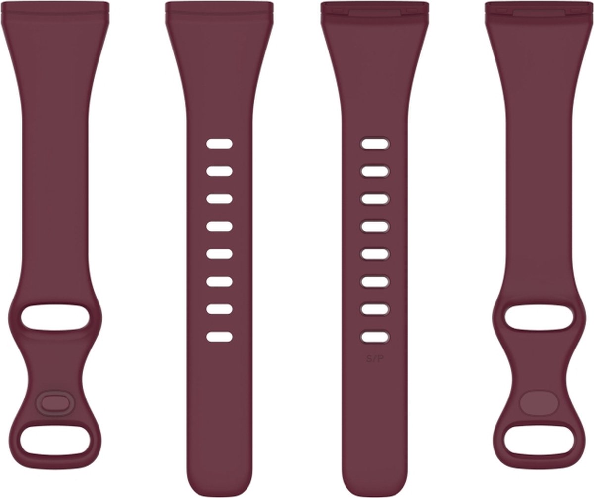 Siliconen bandje - geschikt voor Fitbit Versa 3 / Versa 4 / Sense - maat M/L - bordeauxrood