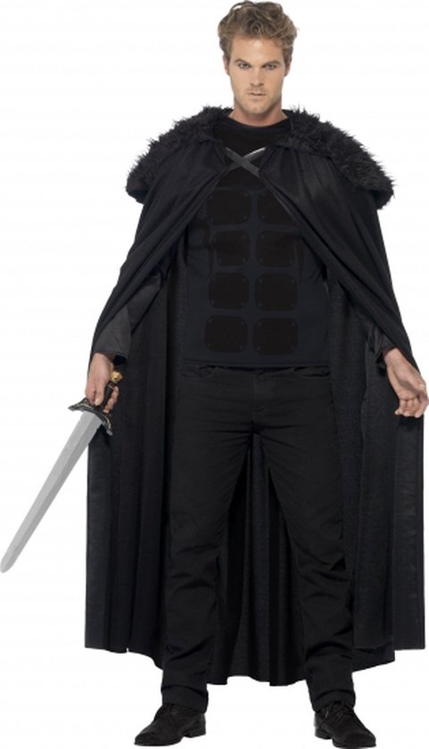Halloween Zwarte barbaar cape voor volwassenen