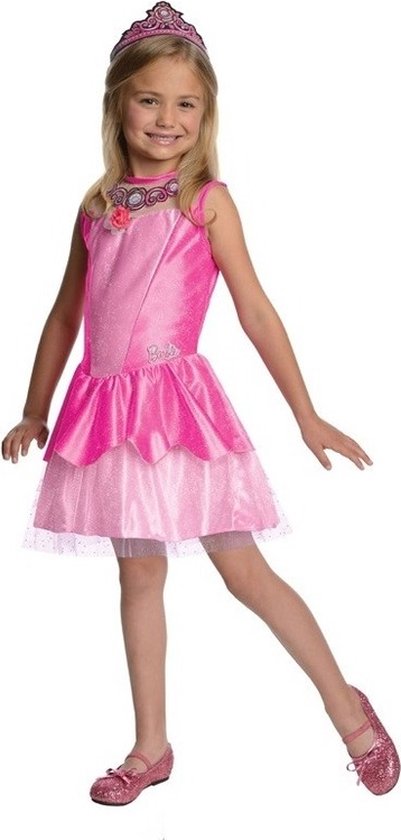 Roze prinsessen jurkje/jurk voor meisjes met tiara - prinsessen verkleedkleding/carnavalkostuum 110/128