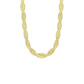 Lucardi Dames Ketting gedraaid - Echt Zilver - Ketting - Cadeau - 45 cm - Goudkleurig