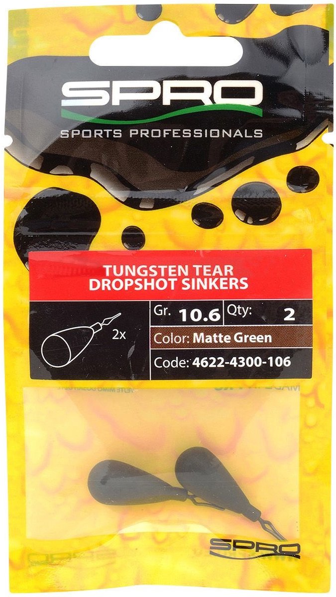 Spro Tungsten Tear Drop Weight - 10.6 gram - matte green van Spro — afbeelding 2