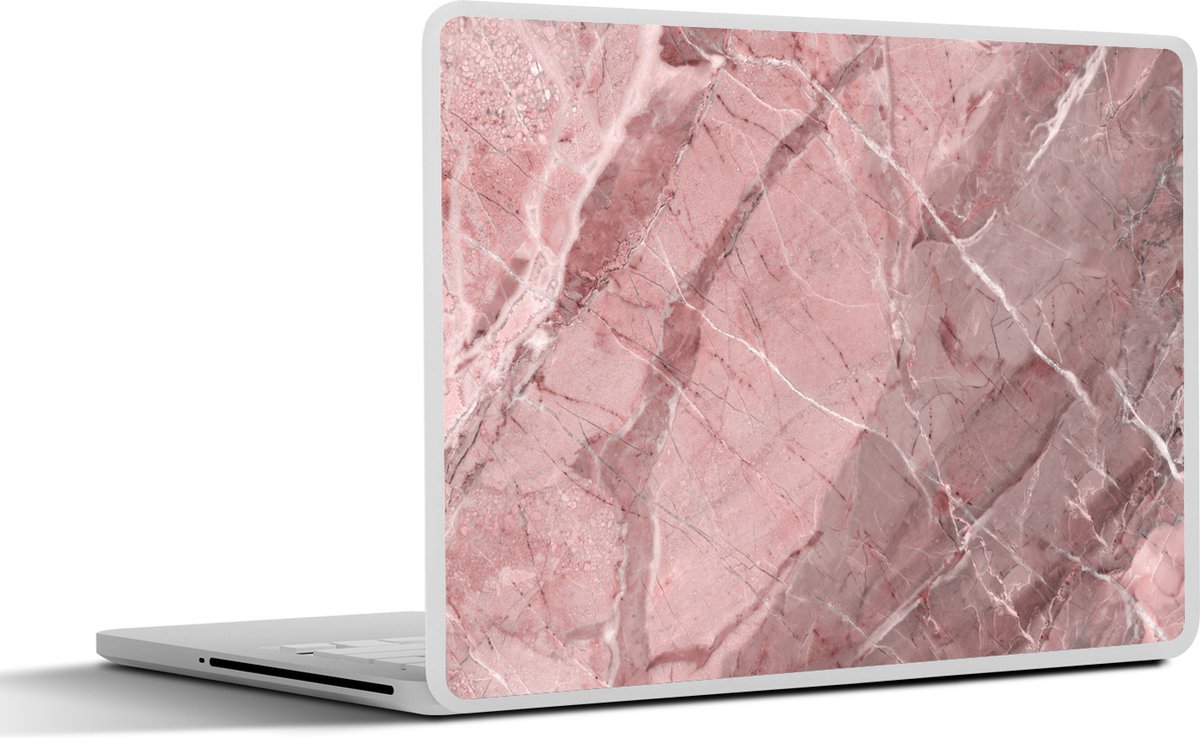 Laptop sticker - 11.6 inch - Graniet print - Steen - Roze - Wit - 30x21cm - Laptopstickers - Laptop skin - Cover