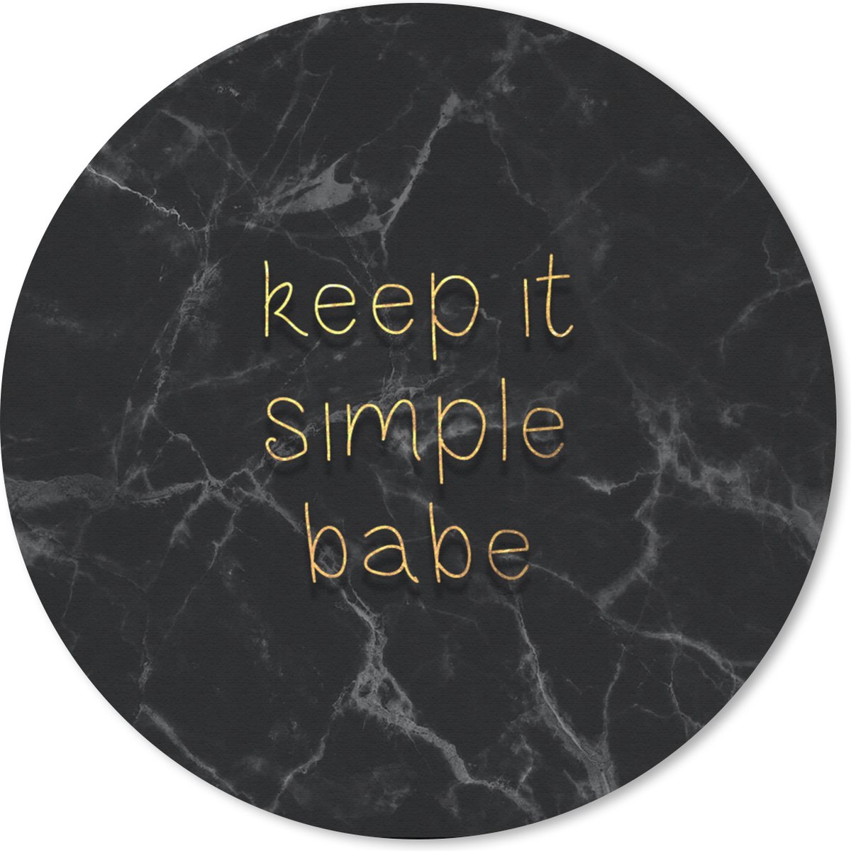 Muismat rond 40x40 cm - Mousepad Quotes - Spreuken - Goud - Marmer print - Ronde muismatten