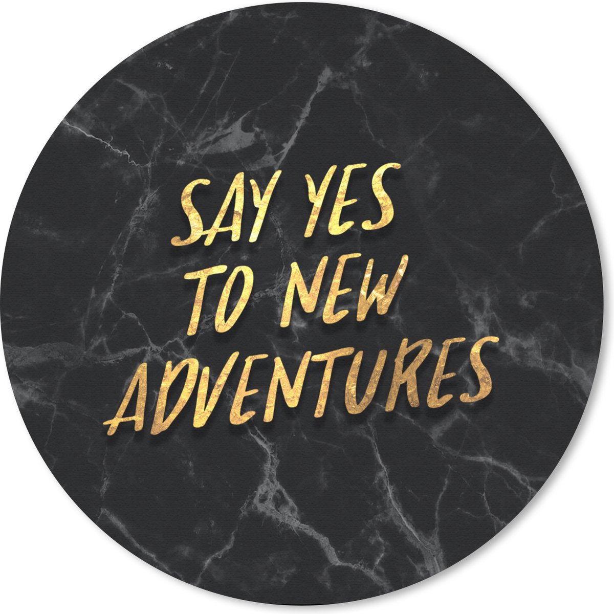 Muismat rond 20x20 cm - Mousepad Quote - Adventure - Marmer print - Ronde muismatten