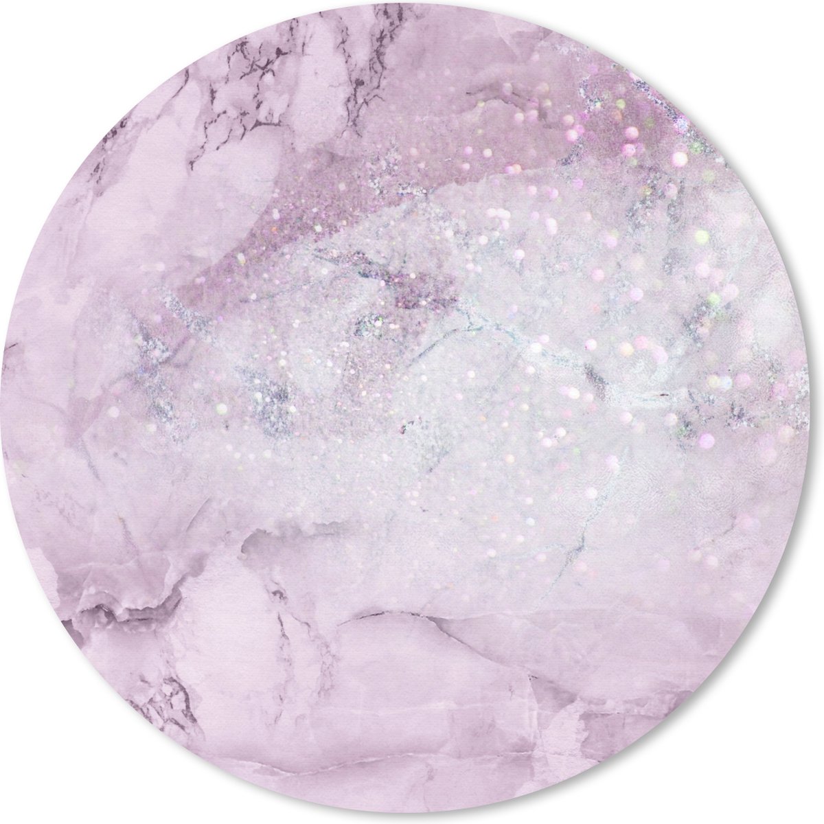 Muismat rond 50x50 cm - Mousepad Marmer - Glitter - Roze - Ronde muismatten