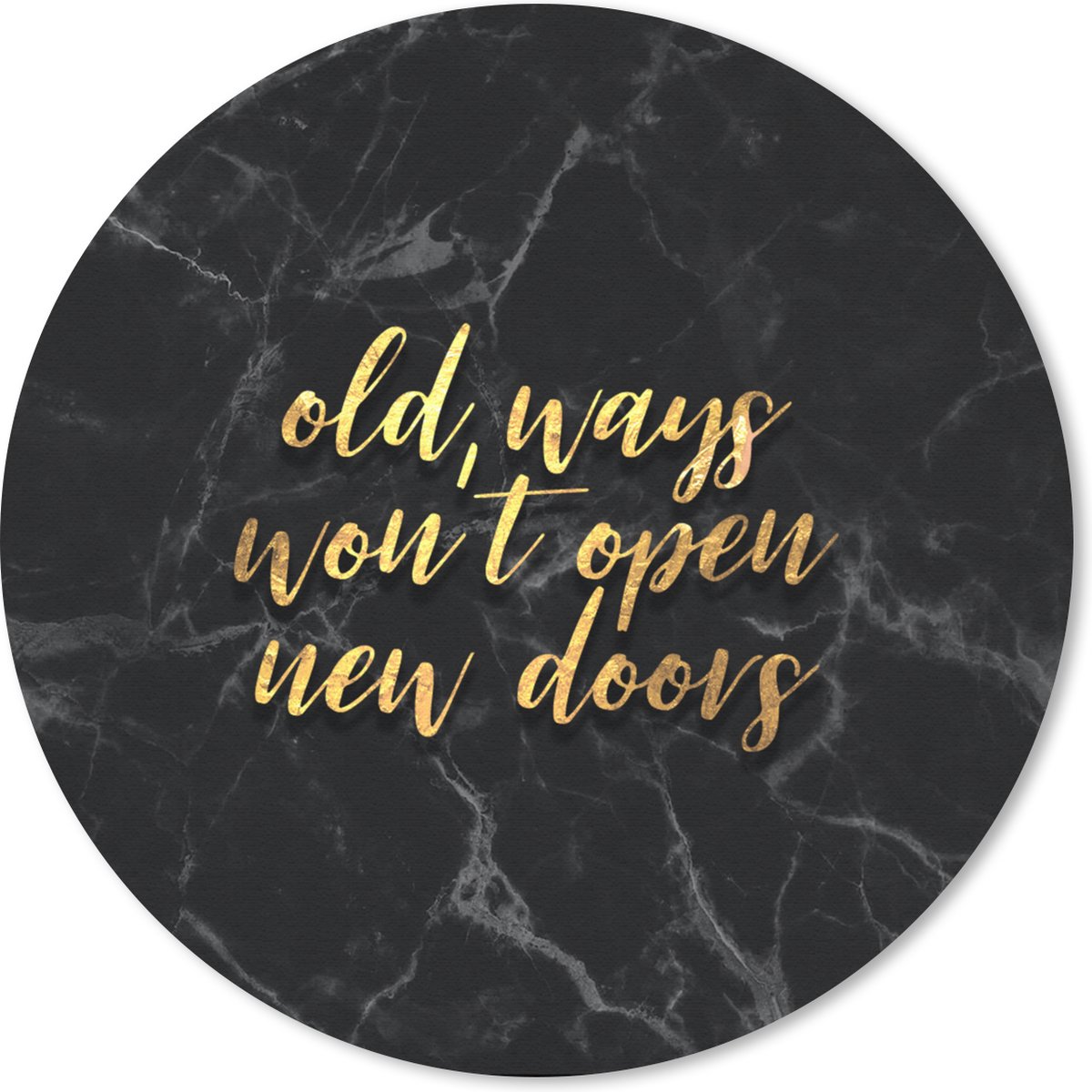 Muismat rond 50x50 cm - Mousepad Quote - Deur - Goud - Marmer print - Ronde muismatten
