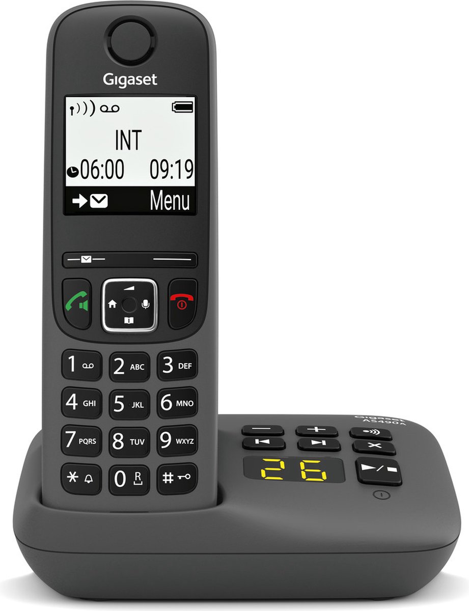 Gigaset AS490A Analoge-/DECT-telefoon Nummerherkenning Zwart