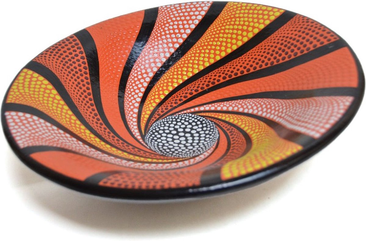 Floz Design grote fruitschaal - aardewerk met stippelpatroon - 25 cm - fairtrade