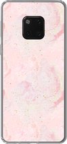 Huawei Mate 20 Pro hoesje - Marmer print - Roze - Glitter - Goud - Patronen - Siliconen Telefoonhoesje -