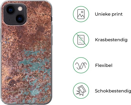 Coque iPhone 13 mini - Rouille - Fer - Turquoise - Siliconen