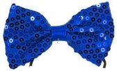Vlinderstrikje/das kobalt blauw met pailletten verkleedaccessoires voor volwassenen - Feest strikjes