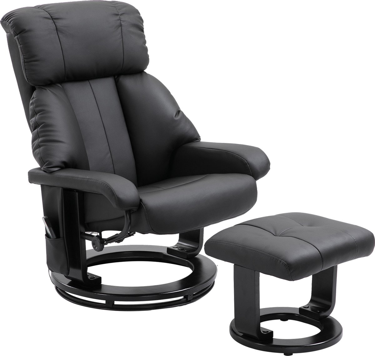 Homcom Massagestoel met Voetenbank - Relaxfauteuil - Draaibaar met Afstandsbediening - Zwart schwarz