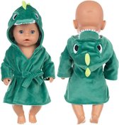 Poppenkleertjes - Geschikt voor Baby Born pop - Groene badjas - Dinosaurus - Kleding voor babypop