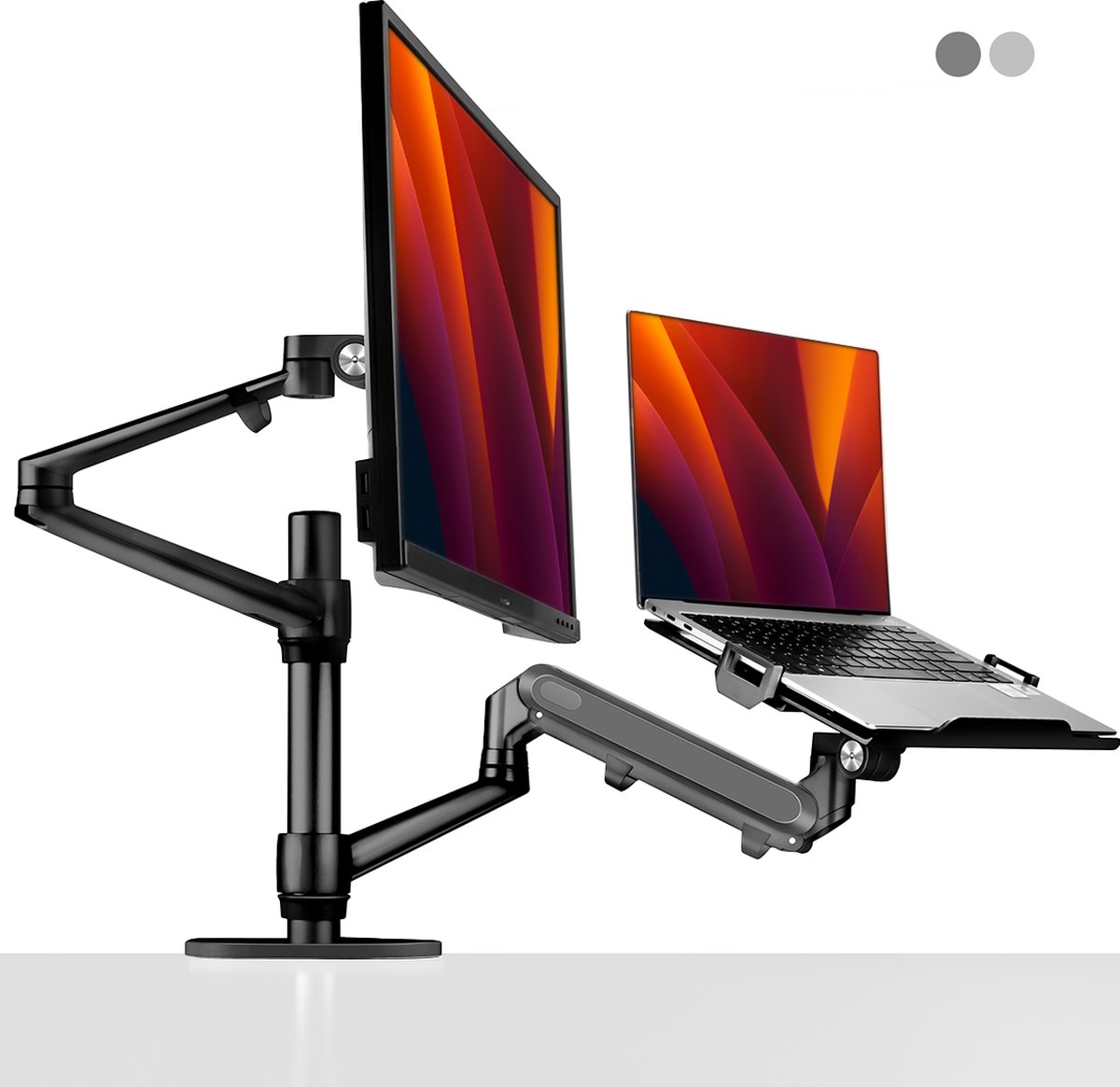 Alberenz® laptop monitor arm zwart met gasveer - Monitor Standaard - Laptop Standaard - Verstelbaar - Laptop Arm zwart - Gasveer