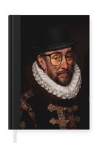 Notitieboek - Schrijfboek - Willem van Oranje - Adriaen Thomasz - Bril - Notitieboekje klein - A5 formaat - Schrijfblok