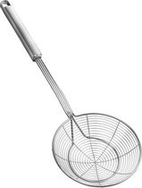 Spider Web Ladle Stainless Steel Cooking Skimmer Skimmer Slotted Spoon Strainer Ladle Kitchen Ladle Wire Mesh Kitchen Ladle with Handle for Daily Frying, Steaming and Pouring Diameter 14cm