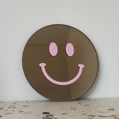 Lichtroze Smiley Spiegel - 20cm - Rond