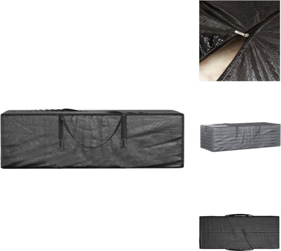 vidaXL Opbergtas tuinkussens - 135 x 40 x 55 cm - PE - zwart - Tuinmeubelhoes