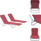 vidaXL Chaises longues pliables - Rouge - 56 x 182 x 24,5 cm - Dossier réglable - Chaise longue