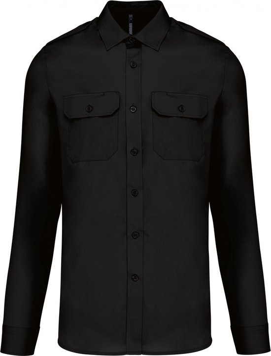 Overhemd Heren M Kariban Lange mouw Black 65% Polyester, 35% Katoen