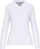 Polo Dames XL WK. Designed To Work Kraag met knopen Lange mouw White 65% Polyester, 35% Katoen