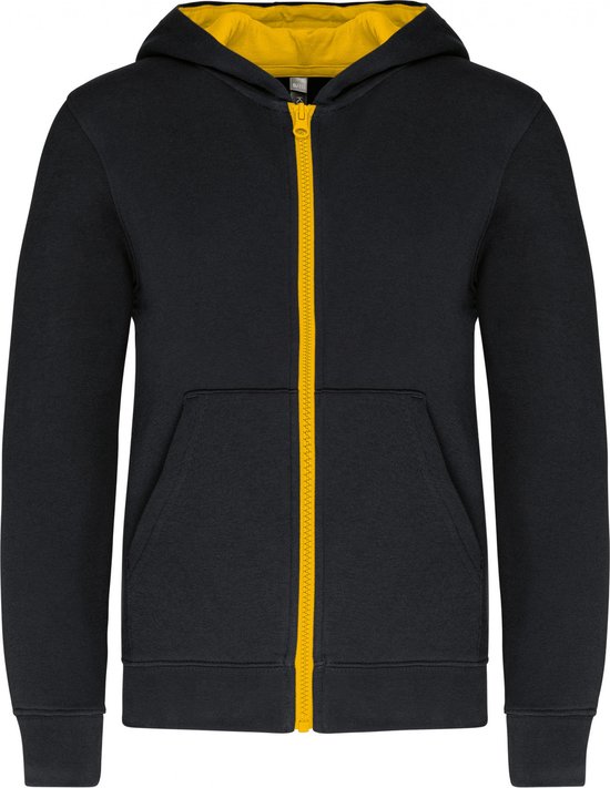 Sweatshirt Kind 10/12 Y (10/12 ans) Kariban Lange mouw Black / Yellow 80% Katoen, 20% Polyester