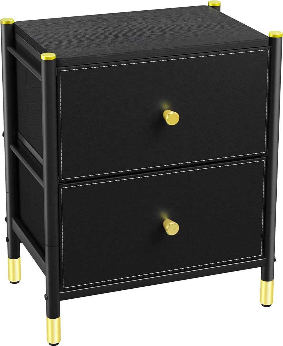 Bol.com Stoffen Ladekast met 2 Lades, Leren Ladekast voor Slaapkamer, Woonkamer, Kast, Kinderkamer, Stevig Stalen Frame, Makkeli... aanbieding