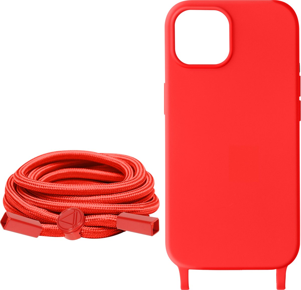Avizar Koordhoesje Geschikt voor iPhone 15 Soft-Touch, Corda-serie, Rood
