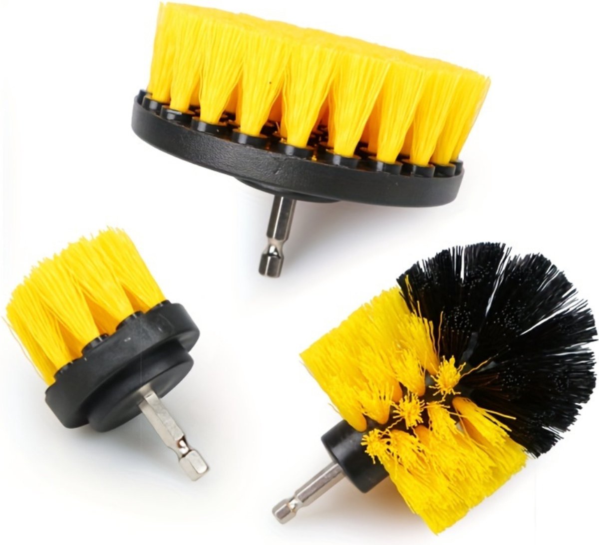 Goedkoopste Livano Boorborstel - Reinigingsborstel Boormachine - Borstelset Voor Boormachine - Boormachine Borstelset - 3 Stuks - Geel