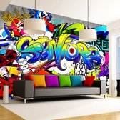 Fotobehangkoning - Behang - Vliesbehang - Fotobehang Graffiti - Straatkunst - 150 x 105 cm