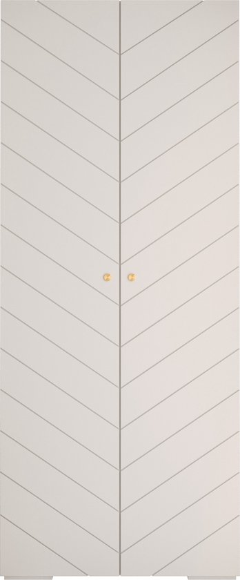 Opbergkast Kledingkast met 2 draaideuren Garderobekast slaapkamerkast Kledingstang met planken | Gouden Handgrepen, elegante kledingkast, glamoureuze stijl (LxHxP): 100x237x47 cm - GEMINI 4 (Wit, 100 cm)