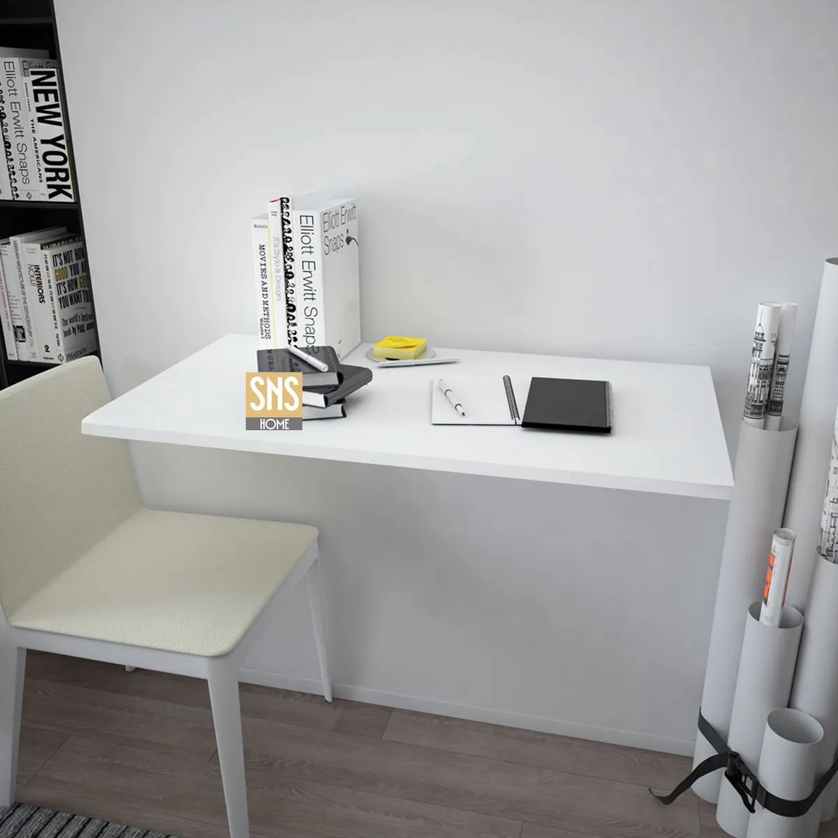 SNS Home - 72 X 45 Cm - Klaptafel - Wandtafel - Keukentafel - Balkontafel - Bureau - MDF Wit